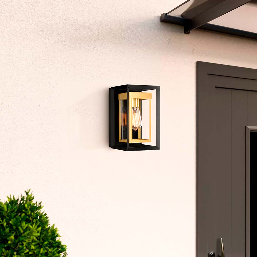 Lámpara de pared exterior E27, LD7391W-BKGO
