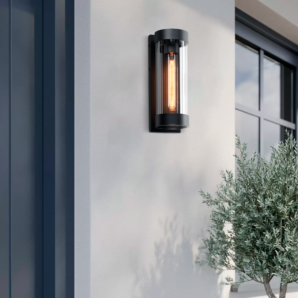 Lámpara de pared exterior E27, LD7389W-BK